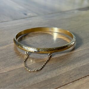 Vintage gold over 925 Sterling Silver Cuff Bangle Bracelet